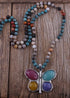 Boho Necklace, RH Crystal Butterfly Blue Natural Stone